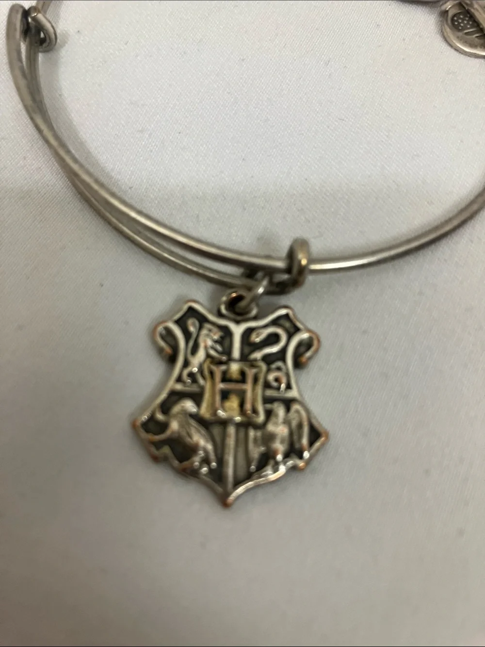 Alex and Ani Harry Potter Silver-Tone Hogwarts Crest Charm Bangle Bracelet